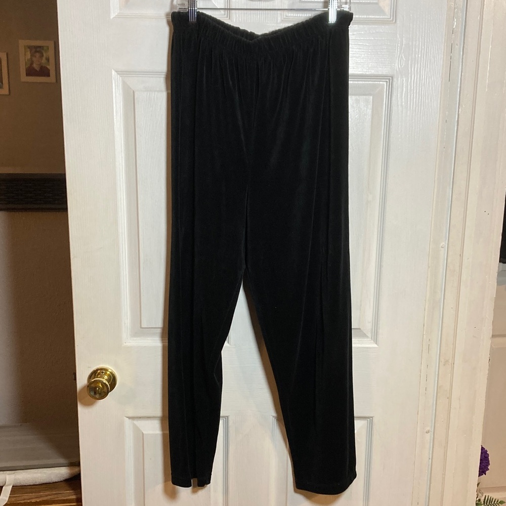 Sag Harbor XL Extra Large Black Wide Leg Pants Black Trousers